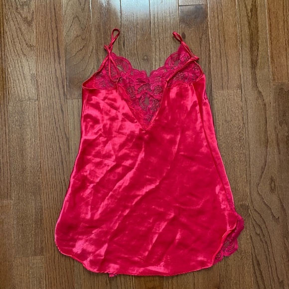 Vintage Victoria’s Secret gold label fuschia pink satin and lace slip dress - Picture 7 of 8